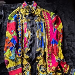 Versace Multicolor Baroque Print Shirt